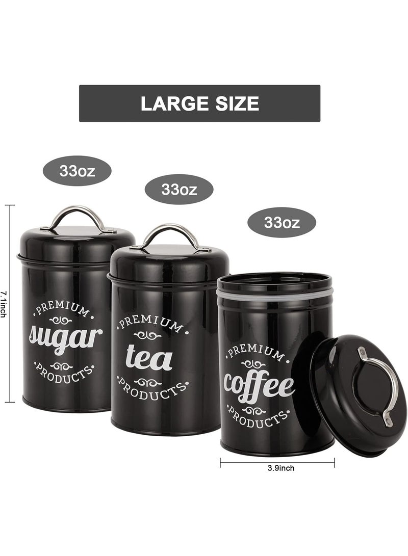 Anmi 3 Piece Food Jars Canisters Sets, Airtight Coffee Container, Tea Organizer, And Sugar Canister, Rustic Farmhouse Decor for Kitchen Countertop - Image 2